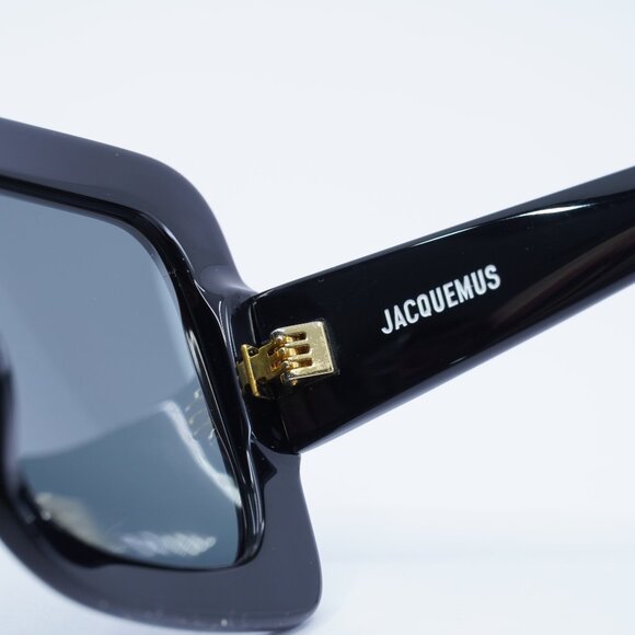 Jacquemus CARRE ROND JAC/10 C1 Sunglasses Black Geometric Frame, Grey Lenses - Picture 10 of 12